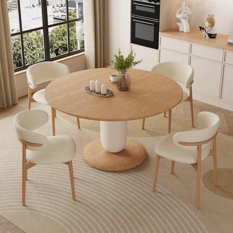 Cream round extending discount dining table and chairs